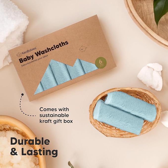 6-Pack Baby Washcloths – Soft Absorbent Viscose from Bamboo Washcloths for Face, Body, Baby Towels for Newborn, Kids, Toddlers, Infant, Gentle on Sensitive Skin, 10x10 Reusable Face Towels (Navy Blue)