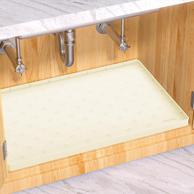 Under Sink Mat 25"×19" Waterproof Silicone Cabinet Liner & Sink Protector