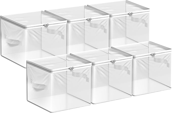 Clear Storage Bag, Foldable Large Plastic Bags with Zipper & Carry Handles