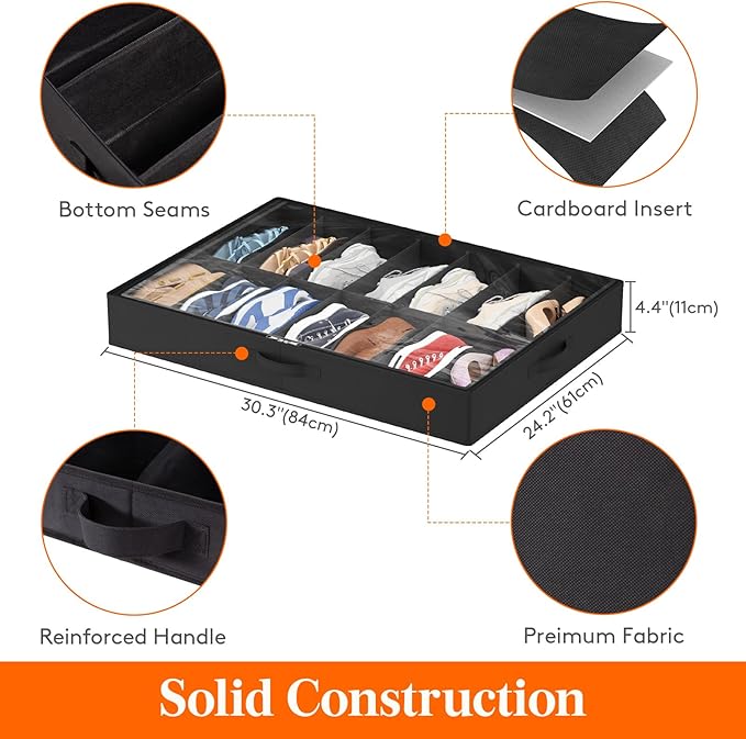 Under Bed Shoe Storage Organizer 4 Pack(14 Shoes Cells)