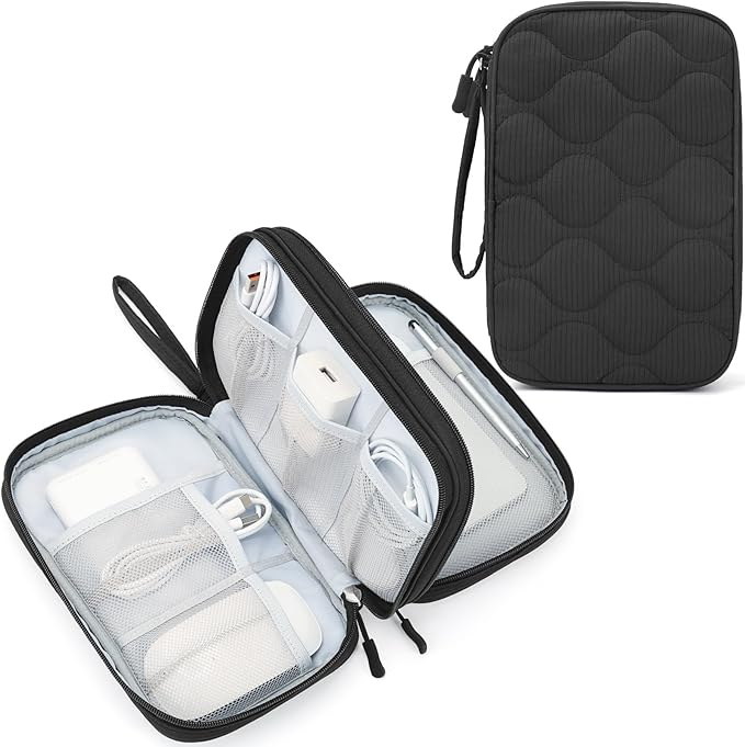 Skycase Tech Pouch - Lightweight Electronics Organizer Travel Case - Double Layers Cable Organizer - All-in-One Storage Bag for Charger, Cord, Phone, Flash Drive, Essentials