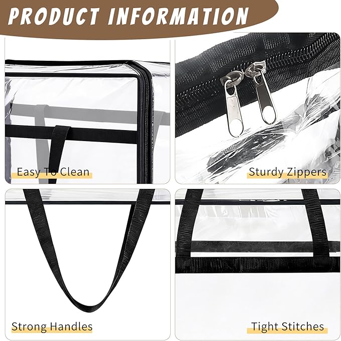 60L Clear Storage Bags Plastic Blanket Storage Bag Foldable Moving Organizers Containers with Zipper for Bedding Blanket Clothes Under Bed Holder - 2 Pcs