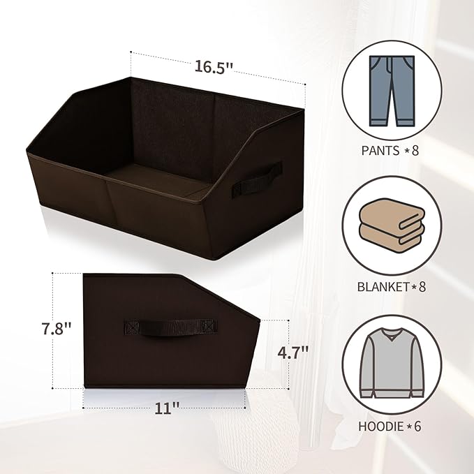 Trapezoid Closet Storage Bins, Large Fabric Baskets for Organizing