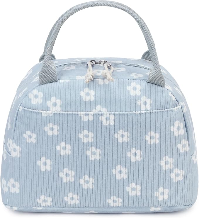 Bluboon Corduroy Lunch Bag - Large, Reusable Insulated Tote for Work/Picnic