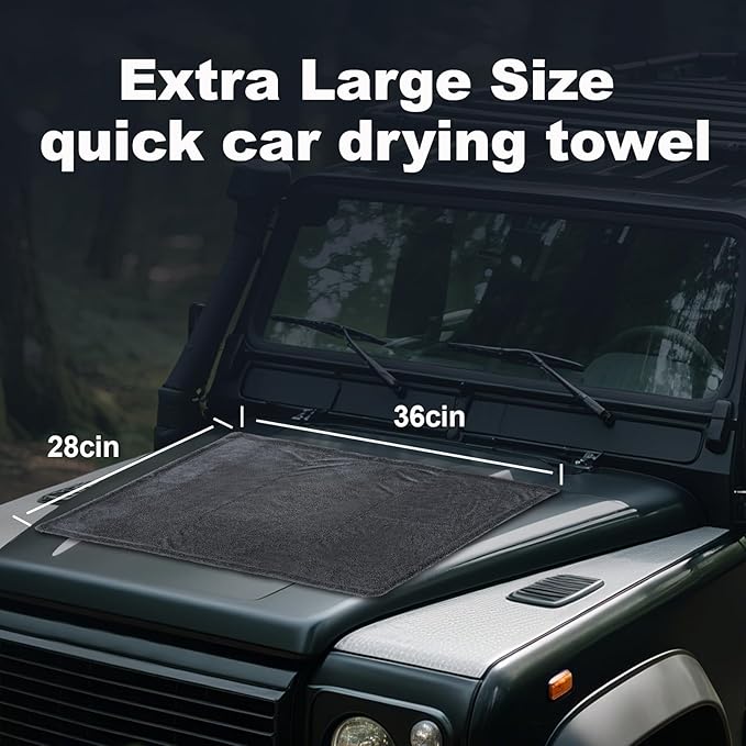 2-Pack Car Drying Towel (28" x 36"),1500 GSM Double Sided Microfiber Towels for Cars,Trucks, SUV.Highly Absorbent,Leaving no Marks,no Shedding,Easy to Clean