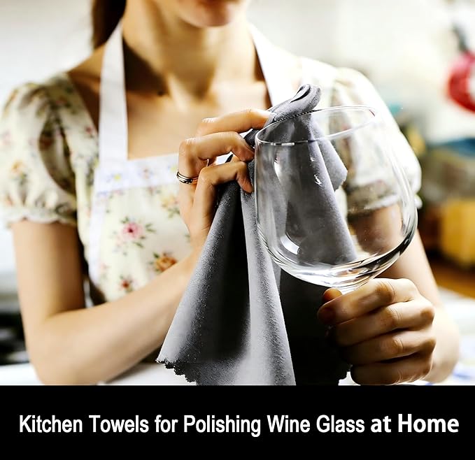 Wine Glass Polishing Cloth Microfiber Cleaning Cloths Kitchen Towels Glassware Glasses Cups Lint Free Streak Free Spotless Shine
