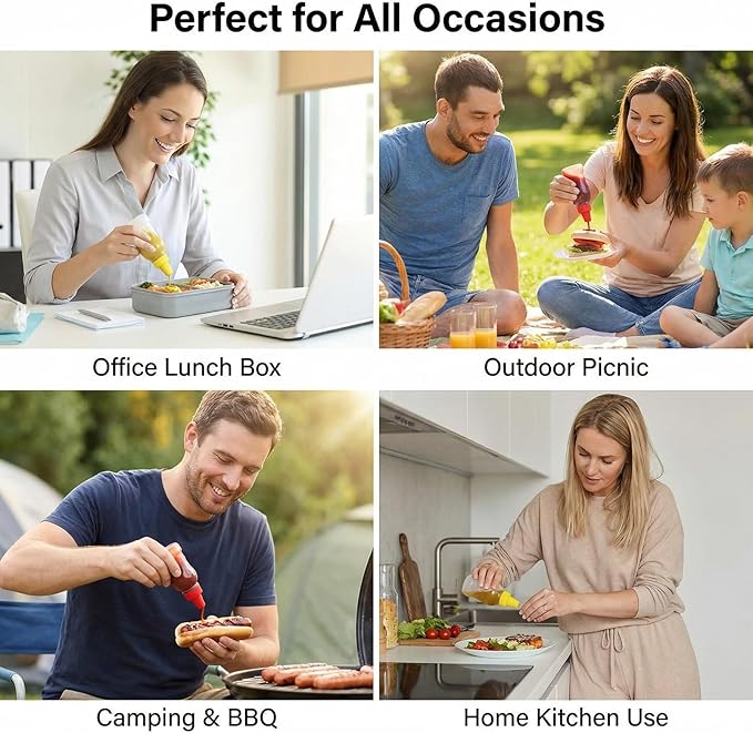 Mini 25 ml Squeeze Condiment Bottles for Lunch Boxes, 6-Pack
