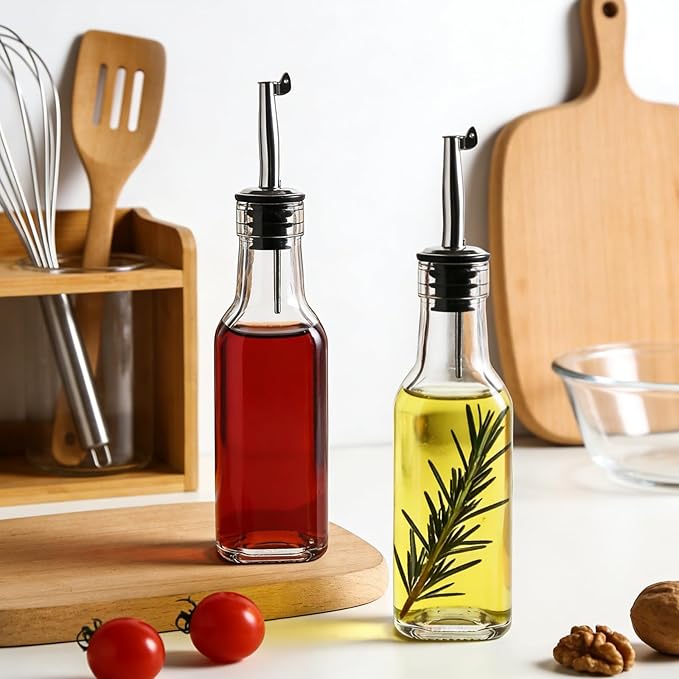 Salzesfalls 6oz Oil Dispenser for Kitchen with Stainless Steel Pourer Spouts,8 Pack Olive Oil Dispenser Bottle,Olive Oil Dispenser