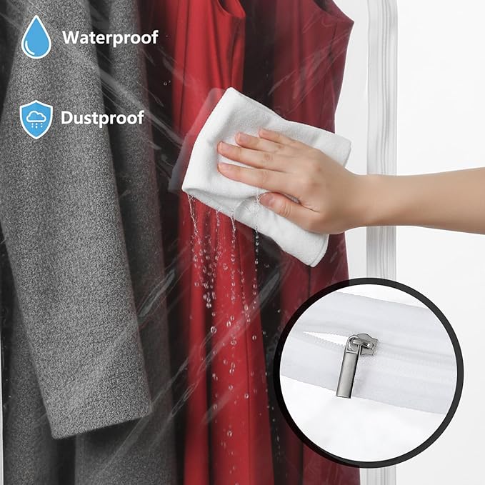 2 PCS 43" Hanging Garment Bags for Hanging Clothes with Clear Window Hang ing Clothes Storage Garment Rack Cover Coat Protector with Zipper for Hangings Clothe Suits Coats Cover