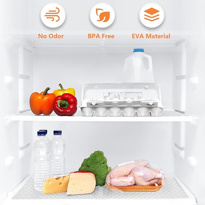 Shelf Liners for Kitchen Cabinets Refrigerator Liners Waterproof & Oil-Proof Kitchen Cupboard Liner Non-Slip Drawer Mats EVA Material Non Adhesive Fridge Liner for Shelves (23.6 x 157.4 inches, Clear)