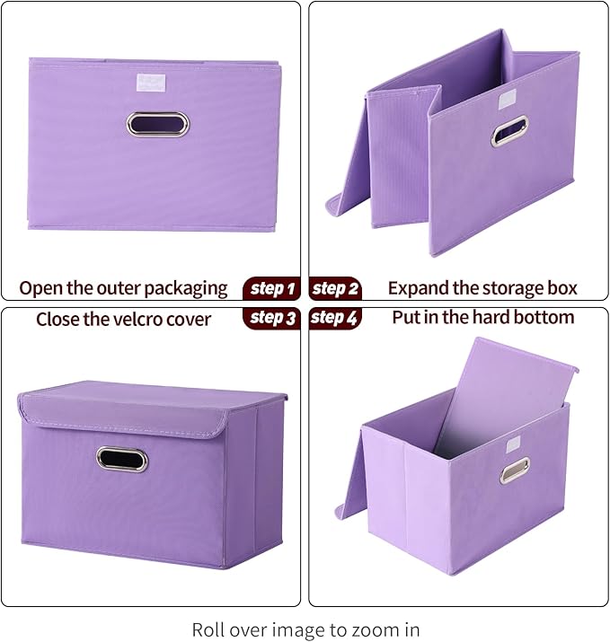 STOREONE Fabric Storage Cube Bins Foldable Organizer Container Collapsible Basket with Lids and Metal Handles, for Home, Bedroom, Closet 6 Pcs (multicolour)