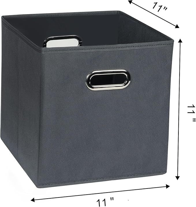 Fabric Cloth Storage Bins,Fabric Cube Organizer with Dual Handles Foldable Cube Storage Baskets for Home Bedroom Storage,Set of 8,(Gray)