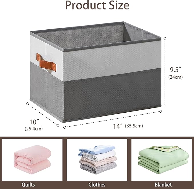 6 Pack Large Storage Bins with Handle,Collapsible Storage Basket for Shelves,Fabric Closet Organizer for Organizing Clothes Blanket,Decorative Dorm Organizers and Storage