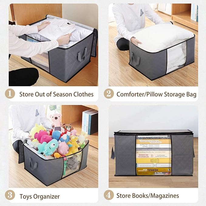 Clothes Storage Bags, Grey, 6 x 100L