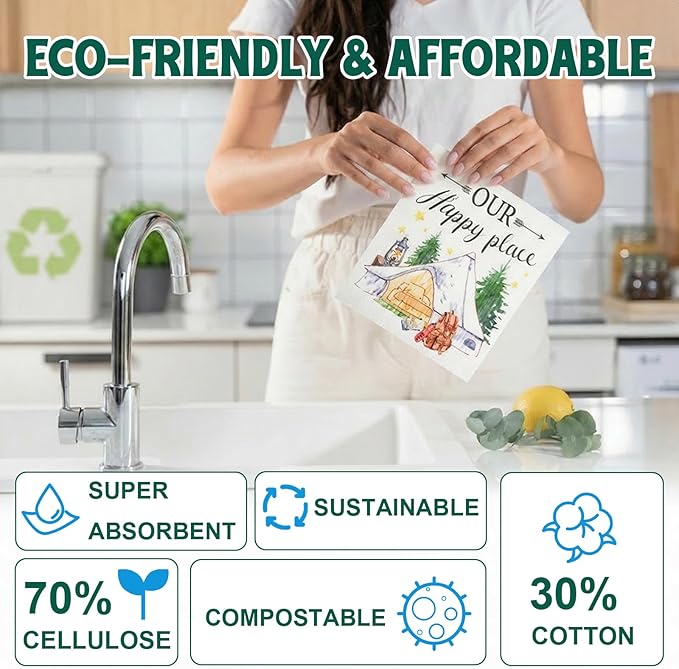 Lsnisni Swedish Dishcloths for Kitchen, 6 Pack Swedish Dish Cloths, Reusable Paper Towels, Washable Kitchen Cloth, Biodegradable, Super Absorbent, Quick Drying