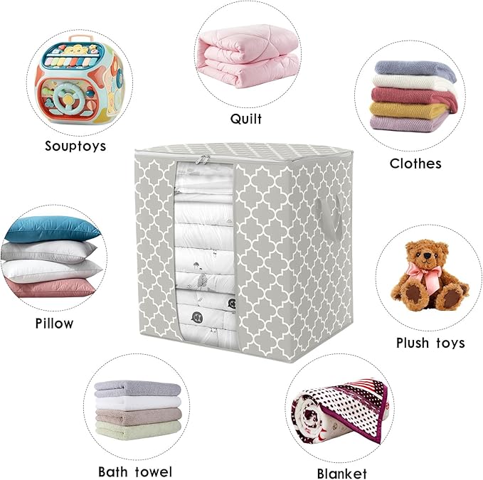 Storage Bags 2 Pack/100L Large Blanket Clothes Organization and Storage, Lvory