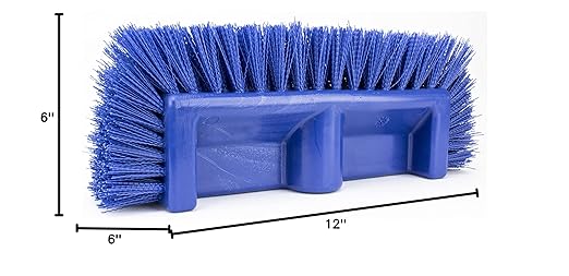 SPARTA Multi-Level Tile Scrub Brush 12" Wide Brush Head, Heavy-Duty Tile Cleaning Brush with End Bristles for Commercial Tiles, Tubs and Floor, Plastic, 12 Inches, Blue