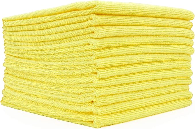 The Rag Company - All-Purpose Microfiber Terry Cleaning Towels - Commercial Grade, Highly Absorbent, Lint-Free, Streak-Free, Kitchens, Bathrooms, Offices, 300gsm, 16in x 16in, Yellow (12-Pack)