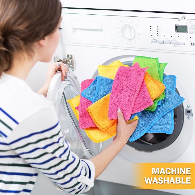 Tanlade Cleaning Cloth Dry Erase Cloth Cleaning Rags Reasonable Kitchen Towels Microfiber Towels Cars Wash(6 x 6 Inch,Green/Blue/Yellow/Pink/Orange,30 Pcs)