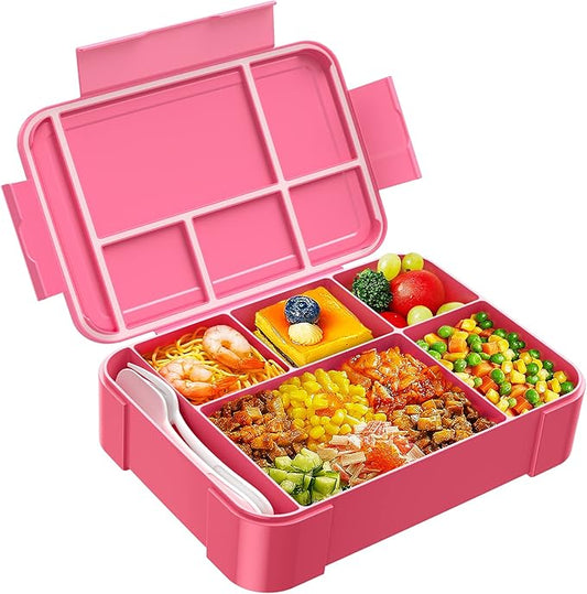Jelife Kids Bento Box Lunch Box - 1450ml Leakproof 6 Compartments Bento Lunchbox Kids Lunch Boxes with Food Utensils for Back to School