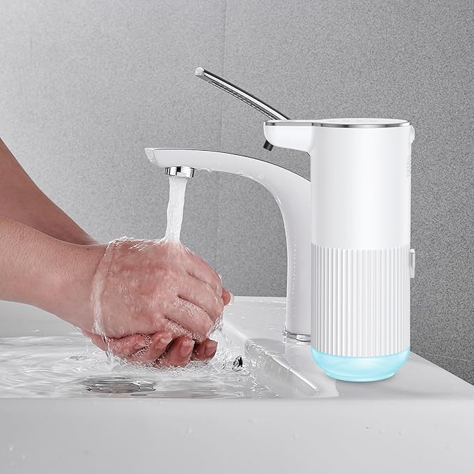Upgraded 12oz Automatic Soap Dispenser, Hand Soap Dispenser IPX6 Waterproof, USB Rechargeable, 4 Levels Adjustable Automatic Liquid Shower for Kitchen Bathroom