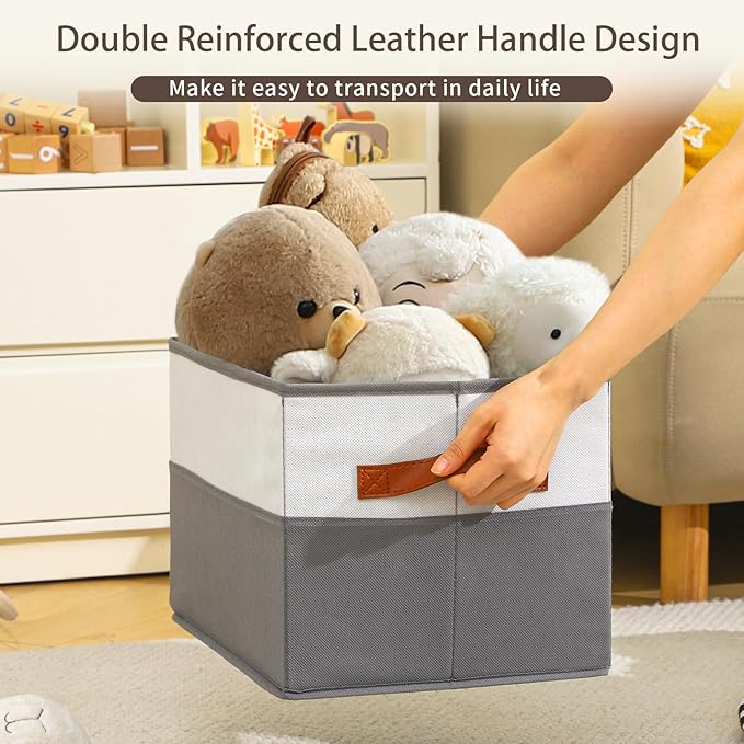 6 Pack Large Storage Bins with Handle,Collapsible Storage Basket for Shelves,Fabric Closet Organizer for Organizing Clothes Blanket,Decorative Dorm Organizers and Storage
