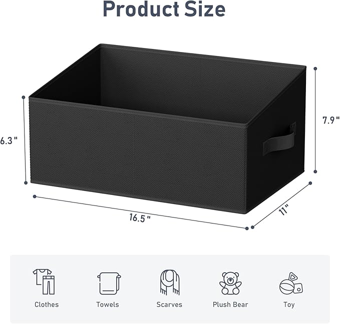DIMJ Closet Storage Bins 8 Pack - Fabric Storage Baskets for Shelves, Large Clothes Organizers with Handles