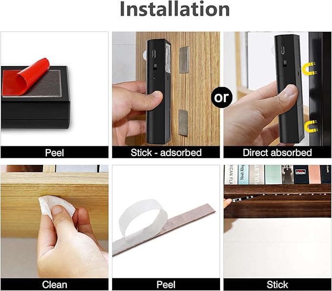 WOBANE Rechargeable Motion Sensor Strip Light, LED Closet Lights, Upgraded Battery Operated LED Strip Light for Wardrobe,Stair,Pantry,Cabinet,Cupboard,Bed,Locker,2700K Warmwhite,Black,6.56ft,2 Pack
