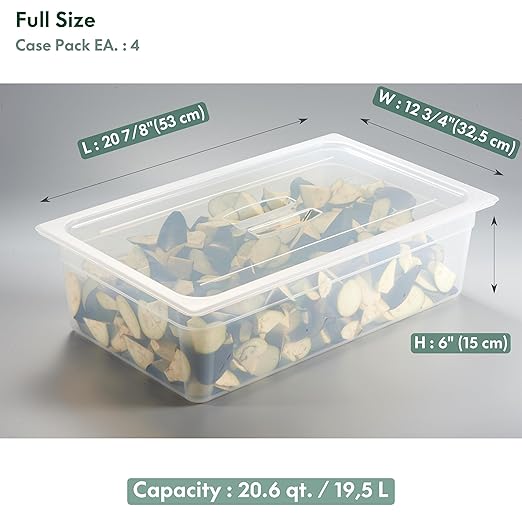 4-Pack Full Size 6" Deep Food Pan with Handled Lid