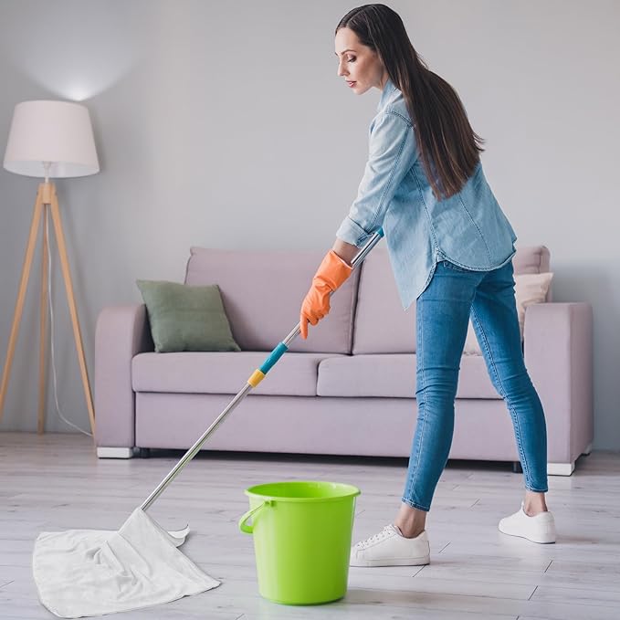 SmoothNovelty 10 Pcs Extra Large Microfiber Cloth 30" x 20" Large Floor Microfiber Towel Reusable Washable Free Lint Free Cloth Rag for Squeegee Mop Floor Window Housekeeping (White,Blue)
