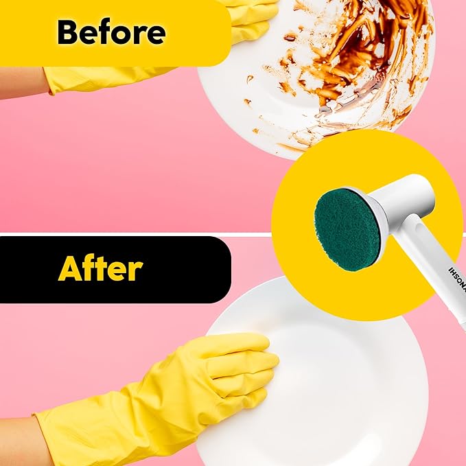 Synoshi Sponge Brush Heads (6 Units) for Electric Spin Scrubber | Designed for Cleaning Smooth Surfaces