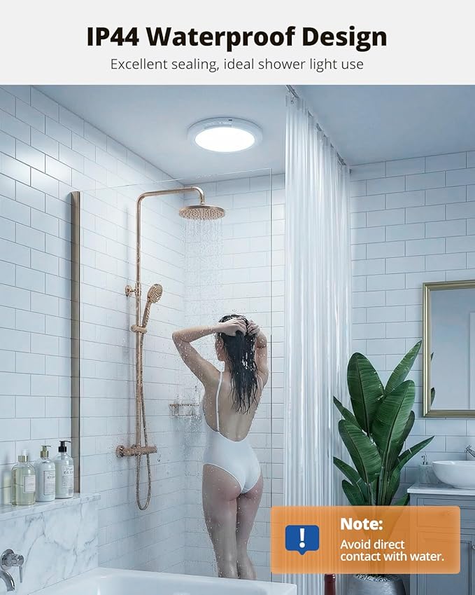 wowatt 10000mAh Rechargeable Ceiling Light with Remote, 3 Color Temperatures & Brightness Dimmable, Wireless Ceiling Light with Magnetic Design, Battery Ceiling Light for Shower Hallway Pantry(2 Pcs)