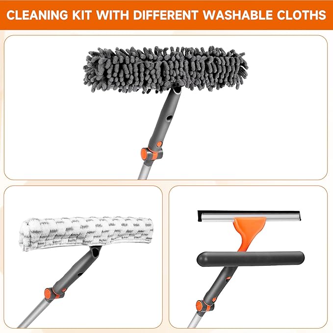 Chabatree Window Squeegee Cleaner Set 2-in-1 Window Cleaning Tool with Extendable Pole