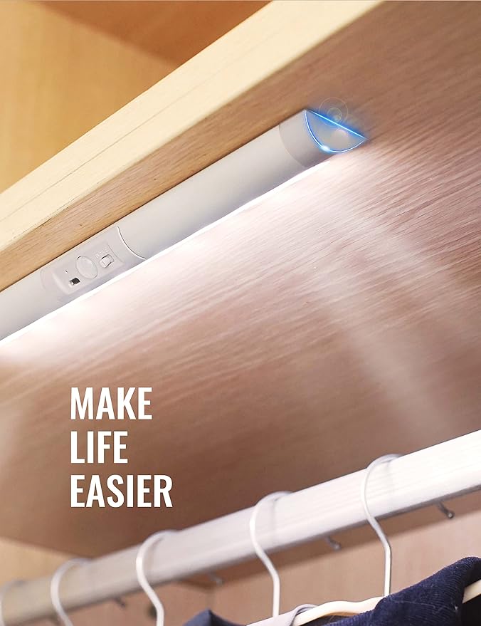 Joyzy 2 Pack Motion Sensor Closet Lighting with Eye Protection Design Automatic Closet Lights Battery Operated Pantry Light Wireless Lightings, LED Rechargeable Counter Lighting for Wardrobe
