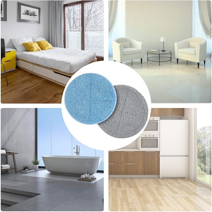 iDOO Replacement Pads for Cordless Electric Mop - Washable and Reusable Microfiber Heads, 4 PCS Mop Pads & Weighted Heating Pad