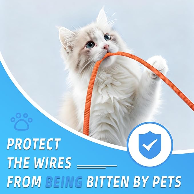 Automotive Wire Loom Tubing, Split Braided Cord Protectors from Pets No Chew, Flexible Cable Sleeve Cable Management for TV/Computer/Electric Wires (Orange, 1"-10ft)