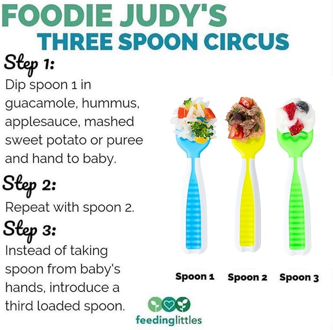 NumNum Baby Spoons Set, Feeding Littles x Silicone Pre-Spoon GOOtensils for Baby Led Weaning, Self-Feeding & Teething, First Stage Toddler Utensils for Ages 6+ Months, 6-Pack, BPA-Free (Neutral/Neon)