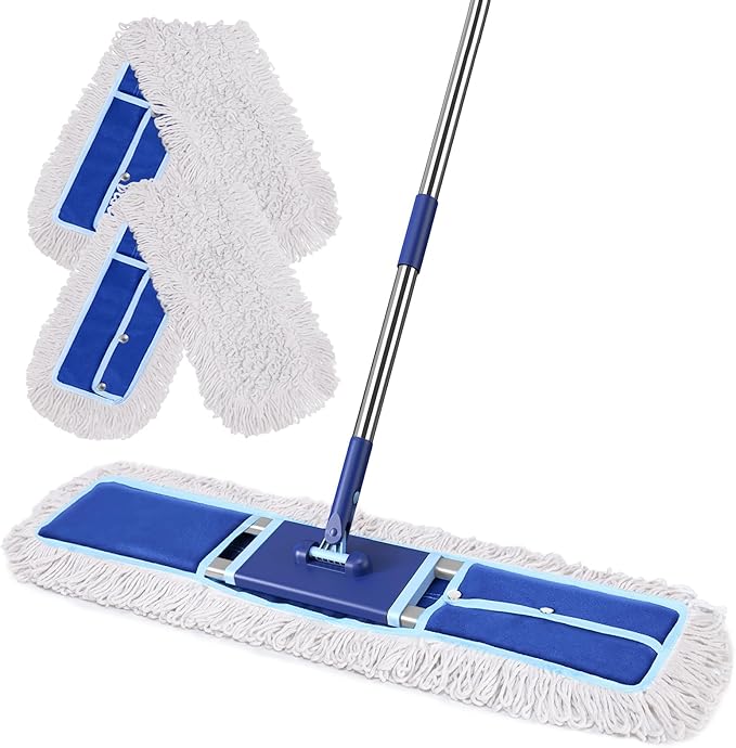 36" Commercial Dust Mop: Dry Dust Broom for Hardwood Floors Cleaning - 2 Mop Pads 59" Long Handle Heavy Duty Frame - Industrial Professional Cleaning Supplies for Hotel Warehouse School Janitor