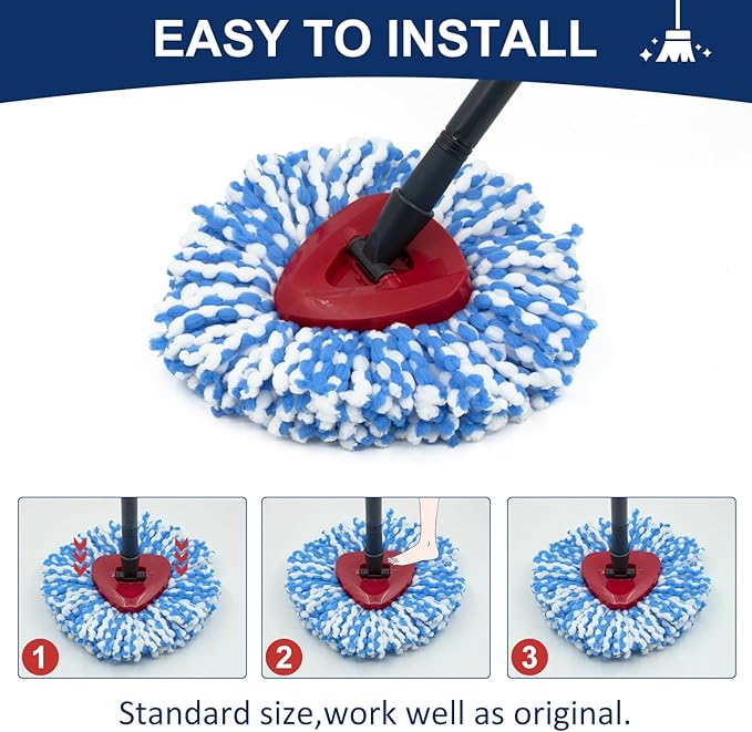 6 Pack Spin Mop Replace Head 𝐎𝐍𝐋𝐘 for O-cedar RinseClean 2 Tank Spin Mop,Mop Head Refill Replacement For O-cedar RinseClean 2 Tank System - Easy to Replace,100% Microfiber, All Floor Surface Clean