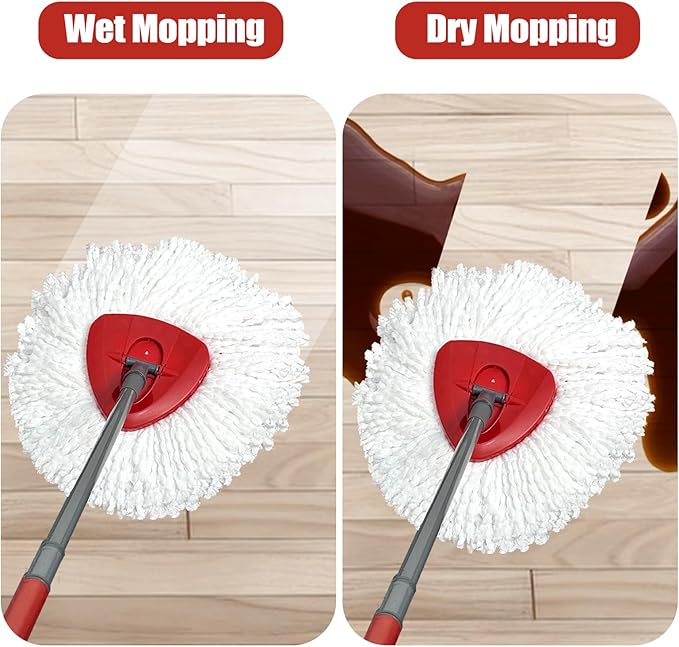 Mop Head Replacement, 3 Pack Spin Mop Refill Replace Head Compatible O Cedar Easywring 1-Tank System, Great Cleaning Power, Microfiber, Helper Housework, Machine Washable Easy-to-Replace, White