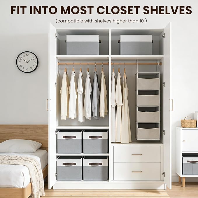 Large Storage Baskets 8 Pack Versatile Fabric Storage Bins for Closet Cabinet
