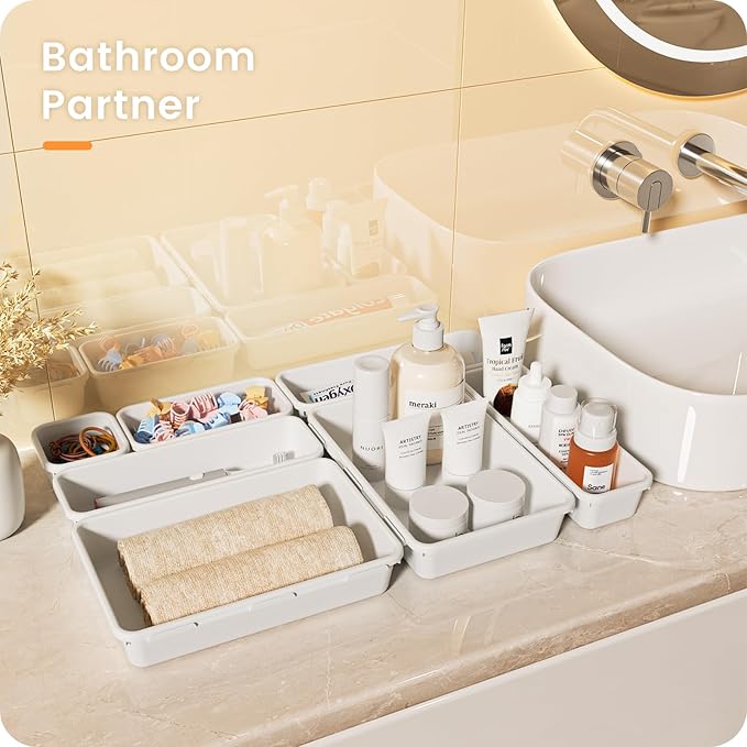 【Military Grade】A-LuGei Drawer Organizer,【𝟱𝗦𝗶𝘇𝗲】Makeup organizer,【Holds 177 Items】Bathroom Organizers and Storage,Organization and Storage