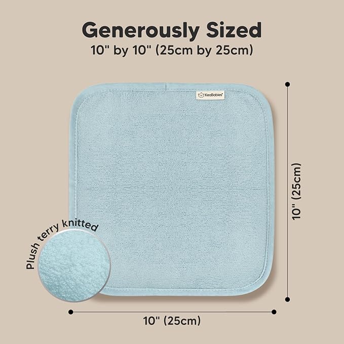 6-Pack Baby Washcloths – Soft Absorbent Viscose from Bamboo Washcloths for Face, Body, Baby Towels for Newborn, Kids, Toddlers, Infant, Gentle on Sensitive Skin, 10x10 Reusable Face Towels (Sky)