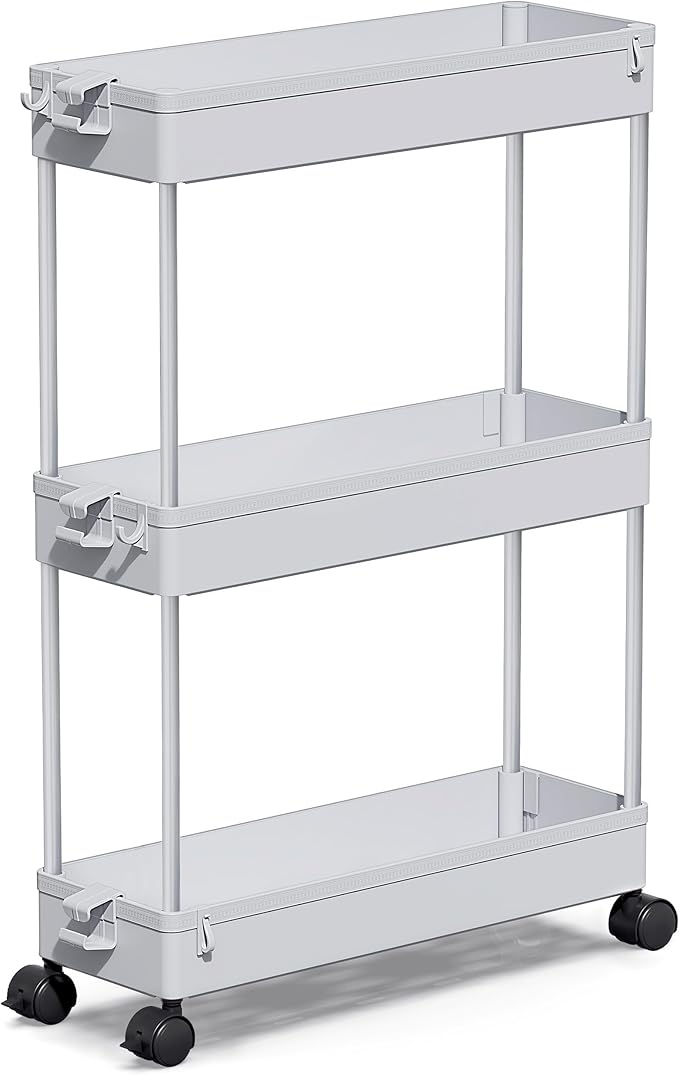 Slim Rolling Storage Cart, Gray