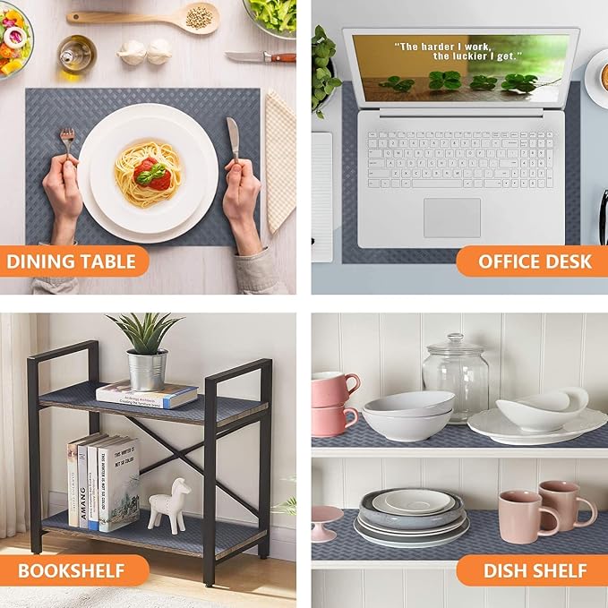 Shelf Liners for Kitchen Cabinets Refrigerator Liners Waterproof & Oil-Proof Kitchen Cupboard Liner Non-Slip Drawer Mats EVA Material Non Adhesive Fridge Liner for Shelves - Gray 11.8 x 393.7 inches