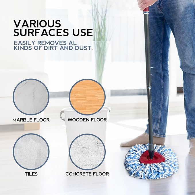 2-Tank Spin Mop Replacement Head, 3 Pack Mop Head Replacement, Microfiber, Machine Washable, Easy to Replace and Deep Cleaning
