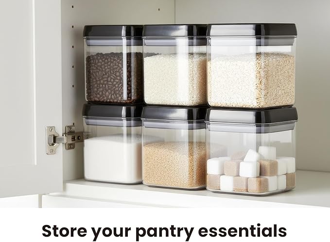 Felli Flip Tite Food Storage Container 5" LARGE Size Airtight Lid Lock Top, Stackable Kitchen Canister for Space Saving