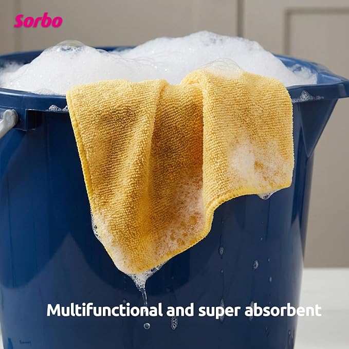 Sorbo Pack of 6 Microfibre Cleaning Cloths, Multipurpose Cleaning Towels, Streak-Free, Super Absorbent and Washable Cloth Duster Suitable for Car Cleaning, House, Kitchen, Windows, 40 x 40 cm