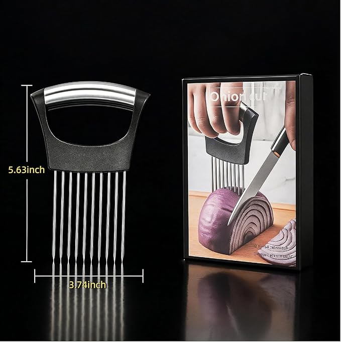 2025 Upgraded Onion Slicer, Onion Holder Chopper for Slicing, Chopper Slicer Assistant Tool, Cutter for Slicing of Meat, Potato, Tomato Kitchen Gadgets (1, Max)