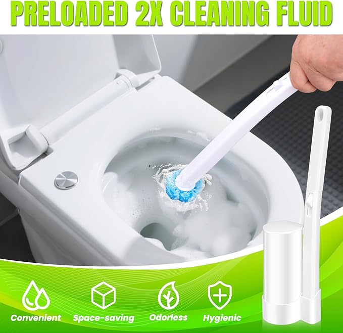 Disposable Toilet Bowl Wand Refills, Toilet Brush and Holder, Disposable Toilet Brush Heads for Bathroom Cleaning, 48 Count